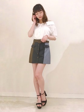 「白トップス」｜Chise🧸❤︎さん（レディース・162cm・20代）の夏コーディネート