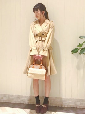 「TITTY&CO.（ティティーアンドコー）のアイテム（トレンチコート）」を使った、Chise🧸❤︎さん（レディース・162cm）の秋コーディネート