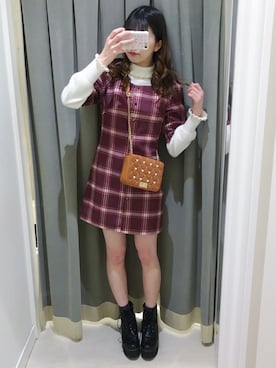 「TITTY&CO.（ティティーアンドコー）のアイテム（ショルダーバッグ）」を使った、Chise🧸❤︎さん（レディース・162cm）の冬コーディネート
