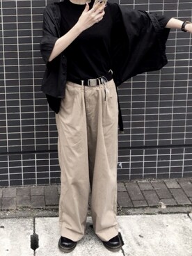 「UNIQLO（ユニクロ）のスーピマコットンリブクルーネックT（半袖）（Tシャツ/カットソー）」を使った、jijiさん（レディース・165cm）の夏コーディネート