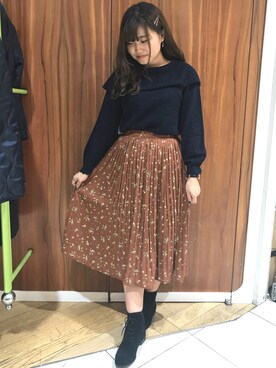 「ネイビー×キャメル」｜noeさん（レディース・158cm）の秋コーディネート