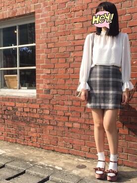 「RETRO GIRL（レトロガール）のアイテム（トップス、ホワイト系）」を使った、Ruby♡さん（レディース・160cm）の秋コーディネート