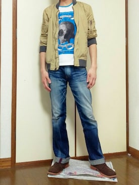 「GAP（ギャップ）のアイテム（ブルゾン）」を使った、ババッチさん（メンズ・172cm）の春コーディネート