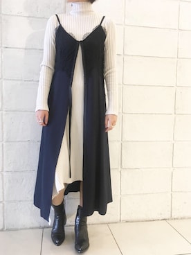 「Yasutoshi Ezumi（ヤストシエズミ）のアイテム（ワンピース/ドレス）」を使った、ISAさん（レディース・160cm）の秋コーディネート