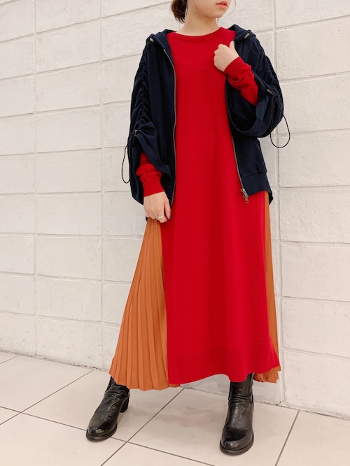 引っ越しセール】EZUMi別注サイドプリーツニットワンピース ワンピース 