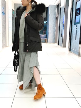 「Nunoo（ヌノー）のアイテム」を使った、ISAさん（レディース・160cm）の冬コーディネート