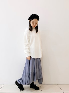「白ニット」｜ISAさん（レディース・160cm・30代）の秋コーディネート