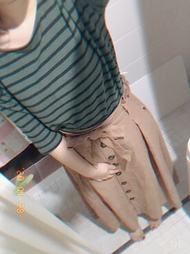 「GU（ジーユー）のアイテム（トップス、グリーン系）」を使った、❁Nagii❁さん（レディース・161cm）の冬コーディネート