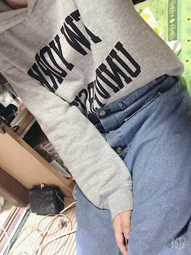 「GU（ジーユー）の（GU）スウェットプルパーカ（長袖）（ジャケット/アウター、グレー系）」を使った、❁Nagii❁さん（レディース・161cm）の春コーディネート