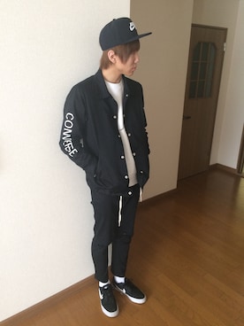 「CONVERSE（コンバース）のアイテム（ナイロンジャケット）」を使った、Takahiro Matsudaさん（メンズ・180cm）の春コーディネート