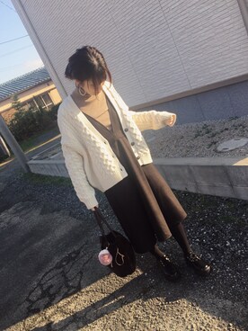 「RETRO GIRL（レトロガール）のアイテム（ジャンパースカート）」を使った、みいさん（レディース・159cm）の冬コーディネート