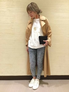 「JEANASIS（ジーナシス）のアイテム（トレンチコート）」を使った、jeanasisさん（レディース・152cm）の春コーディネート