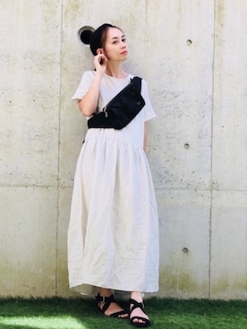 「ボタニカル」｜「アイテム（アクセサリー）」を使った、Aoccoさん（レディース・158cm）の夏コーディネート