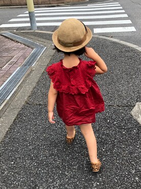 「残暑コーデ」｜「アイテム（帽子）」を使った、あちゃも＊ちー＊ぺぇさん（キッズ・100cm）の秋コーディネート