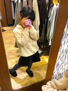「アイテム（モカシン/デッキシューズ）」を使った、あちゃも＊ちー＊ぺぇさん（キッズ・110cm）の冬コーディネート
