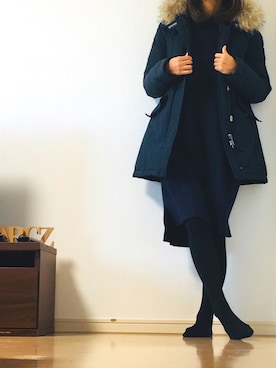 「WOOLRICH（ウールリッチ）のアイテム（ダウンジャケット/コート）」を使った、humitotsuさん（レディース・163cm）の冬コーディネート