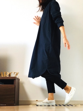「ワンピース×スニーカー」｜「アイテム（スリッポン）」を使った、humitotsuさん（レディース・163cm）の春コーディネート