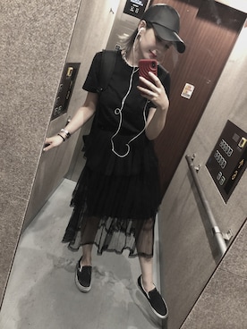 「COQULE（コクレ）のアイテム（キャップ）」を使った、YUNA.Y.Dさん（レディース・165cm）の夏コーディネート