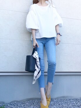 「バルーンスリーブ」｜キキさん（レディース・168cm）の夏コーディネート