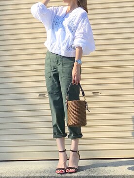 「コットンレース」｜「アイテム（ジャケット/アウター）」を使った、キキさん（レディース・168cm）の秋コーディネート