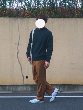 「CONVERSE（コンバース）のCONVERSE コンバース ALL STAR OX オールスター オックス（スニーカー、ホワイト系）」を使った、てぃけさん（メンズ・162cm）の秋コーディネート