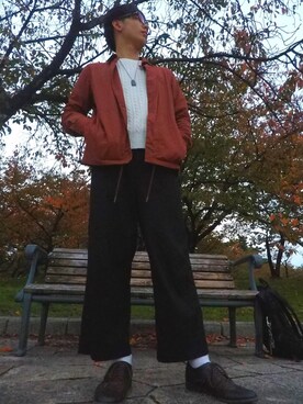 「H&M（エイチ・アンド・エム）のアイテム（ローファー）」を使った、SHO.uさん（メンズ・175cm）の秋コーディネート