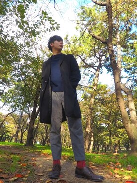 「H&M（エイチ・アンド・エム）のアイテム（ローファー）」を使った、SHO.uさん（メンズ・175cm）の秋コーディネート