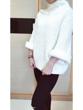 「黑白配」｜湯さん（レディース・160cm）の冬コーディネート