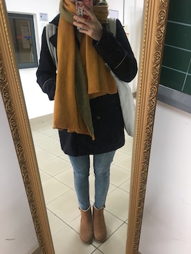「New look（ニュールック）のアイテム（チェスターコート）」を使った、Awanさん（レディース・163cm）の秋コーディネート