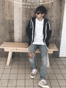 「THE NORTH FACE（ザノースフェイス）のREARVIEW FULLZIP HOODIE（パーカー）」を使った、Naoto さん（メンズ・170cm）の秋コーディネート