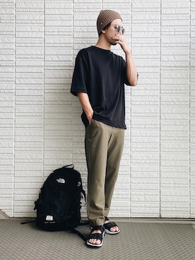 「アイテム（ニットキャップ/ビーニー、ブラウン系）」を使った、Naoto さん（メンズ・170cm）の夏コーディネート