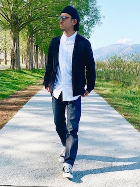 「チャックテイラー」｜「アイテム（ハンチング/ベレー帽）」を使った、Naoto さん（メンズ・170cm）の春コーディネート