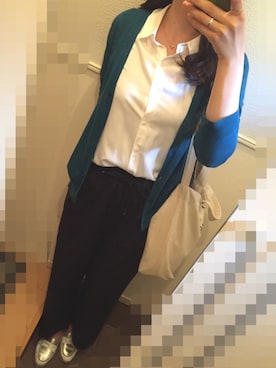 「UNIQLO（ユニクロ）のレーヨンエアリーブラウス（半袖）（シャツ/ブラウス）」を使った、Rararaさん（レディース・171cm）の春コーディネート