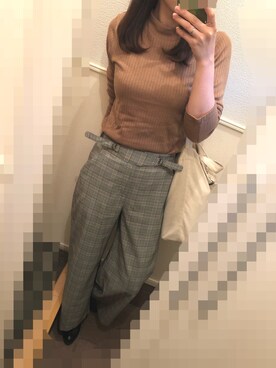 「GLOBAL WORK（グローバルワーク）のアイテム（ニット/セーター、ブラウン系）」を使った、Rararaさん（レディース・171cm）の秋コーディネート