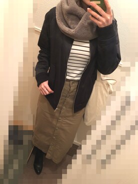 「URBAN RESEARCH（アーバンリサーチ）のPADDED BLOUSON（ブルゾン、ブラック系）」を使った、Rararaさん（レディース・171cm）の秋コーディネート