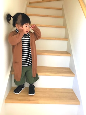 「むすめコーデ」｜「アイテム（スウェット）」を使った、tona♡さん（キッズ・80cm）の冬コーディネート