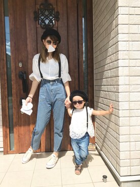 「CONVERSE（コンバース）のconverse（コンバース） ALL STAR OX（オールスターOX）（スニーカー）」を使った、tona♡さん（キッズ・90cm）の秋コーディネート