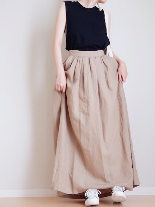 Deuxieme Classeリネン100% タックロングスカート36美品