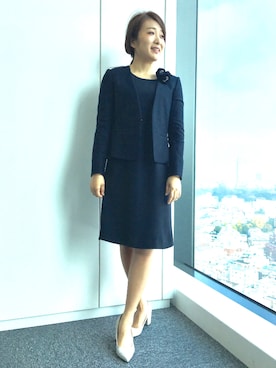 「アイテム（ワンピース、ブルー系）」を使った、22 OCTOBRE Staffさん（レディース・162cm）の冬コーディネート