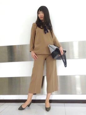 「ガウチョパンツ」｜22 OCTOBRE Staffさん（レディース・160cm）の冬コーディネート