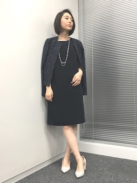 「お食事会」｜「アイテム（ジャケット/アウター）」を使った、22 OCTOBRE Staffさん（レディース・158cm）の冬コーディネート