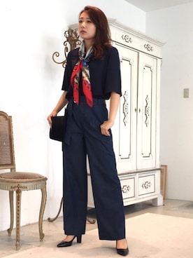 「アイテム（マフラー）」を使った、22 OCTOBRE Staffさん（レディース・161cm）の夏コーディネート