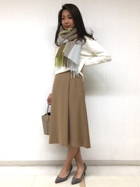 「22オクトーブル」｜「アイテム（スカート）」を使った、22 OCTOBRE Staffさん（レディース・162cm）の秋コーディネート