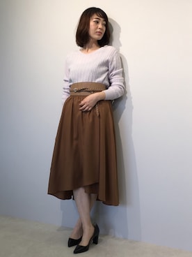 「22オクトーブル」｜「アイテム（スカート）」を使った、22 OCTOBRE Staffさん（レディース・157cm）の秋コーディネート