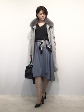 「22オクトーブル」｜「アイテム（スカート）」を使った、22 OCTOBRE Staffさん（レディース・169cm）の秋コーディネート