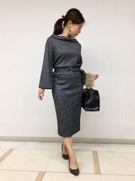 「22オクトーブル」｜「アイテム（スカート）」を使った、22 OCTOBRE Staffさん（レディース・152cm）の秋コーディネート