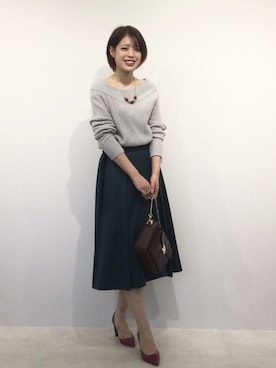 「22オクトーブル」｜「アイテム（スカート）」を使った、22 OCTOBRE Staffさん（レディース・169cm）の秋コーディネート