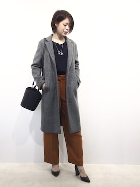 【美品】22OCTOBRE　オクトーブル チェスターコート アンゴラ　黒　M チェスターコート（Black - #41 宵の水） ｜小倉織｜小倉 縞縞