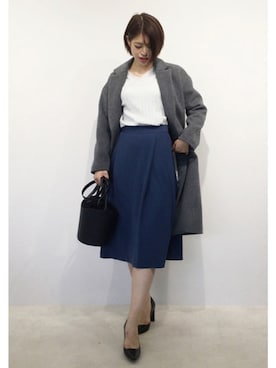 「22オクトーブル」｜「アイテム（スカート）」を使った、22 OCTOBRE Staffさん（レディース・169cm）の秋コーディネート