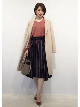 「22オクトーブル」｜「アイテム（スカート）」を使った、22 OCTOBRE Staffさん（レディース・169cm）の秋コーディネート